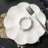 Floral Divided Serving Plate - Ideal for Dumplings and Sushi - Elegant White Ceramic