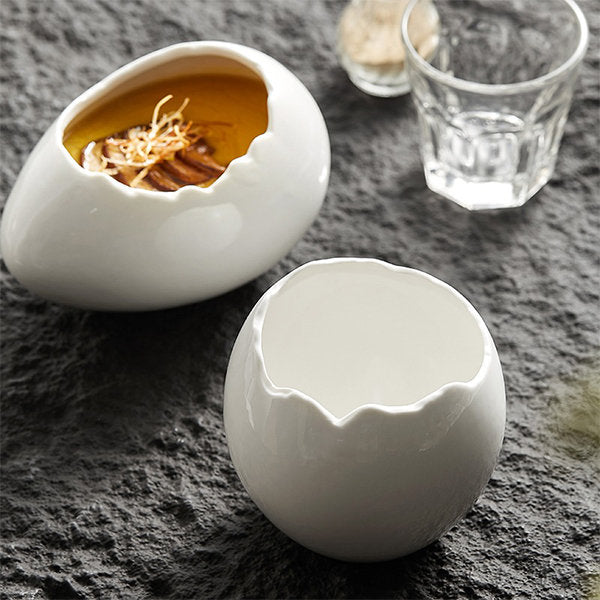 Ceramic Eggshell Bowl - Elegant White - Versatile for Serving or Decor