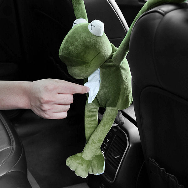 Frog Car Tissue Box - Plush Tissue Dispenser - Convenient Hanging Style