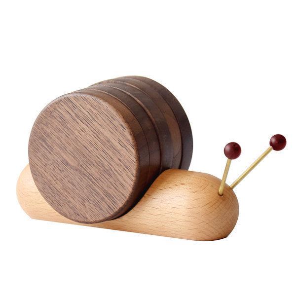 Wooden Snail Coasters Set - Protects Surfaces - Whimsical Decor