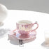 Ceramic Seashell Pearl Cup and Saucer Set - Elegant Accent - Pink - Blue