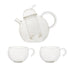 Elegant Glass Tea Set - Teapot and Cups - Glass - Clear - White