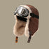 Aviator Winter Hat - Detachable Goggles - Thick Plush Lining - Warm & Stylish - Khaki