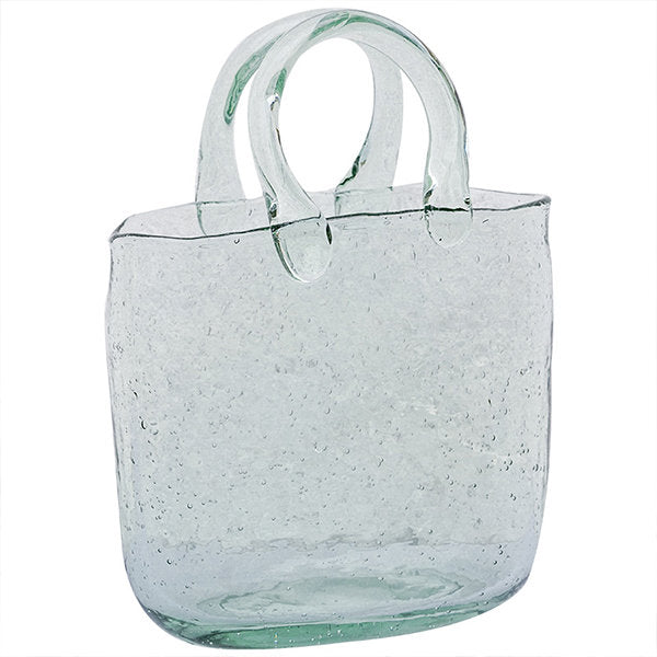 Glass Handbag Shaped Vase - Elegant Centerpiece - Stunning Decor Piece