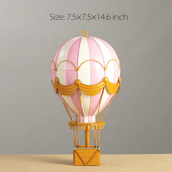 Iron Hot Air Balloon Ornaments - Elegant Decor in Pink and Red - Nostalgic Theme