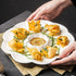 Floral Divided Serving Plate - Ideal for Dumplings and Sushi - Elegant White Ceramic