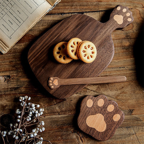 Bear Paw Walnut Wood Serving Tray - Rustic Elegance - Kitchen Essentials