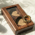 Black Walnut Wedding Ring Box - Heart-shaped Compartments - Glass Lid for Display