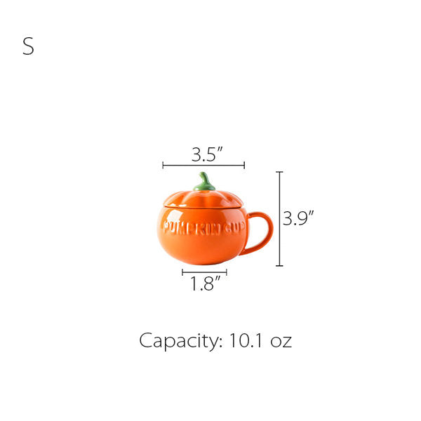 Pumpkin Mug - Ceramic Halloween Cup with Lid - Enjoy Your Spooky Season Sips