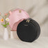 Round Makeup Bag - LED Mirror - PU Leather - Black - Pink - Convenient Handle for Travel