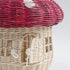 Wicker Mushroom Basket - Handwoven Storage Tote - Red and Brown - Natural Rattan Material - Picnic & Camping Organizer