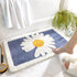 Daisy Bath Mat - Gray - Blue - Green - Non-slip Backing