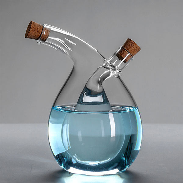 Dual-Chamber Glass Oil Dispenser - Easy Pour Spouts - Airtight Cork Stoppers