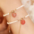 Elegant Peach Pearl Bracelet - Agate Charm - Pink