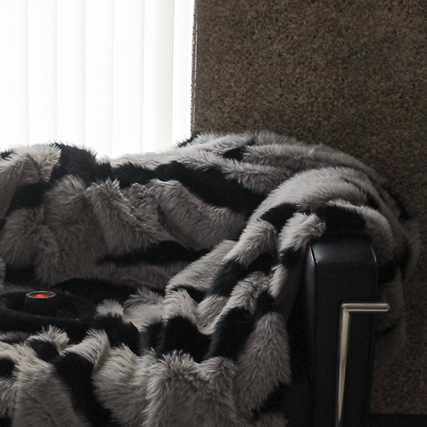 Zebra-Stripe Plush Blanket - Luxuriously Soft - Cozy Warmth - Wild Comfort - Gray - Brown