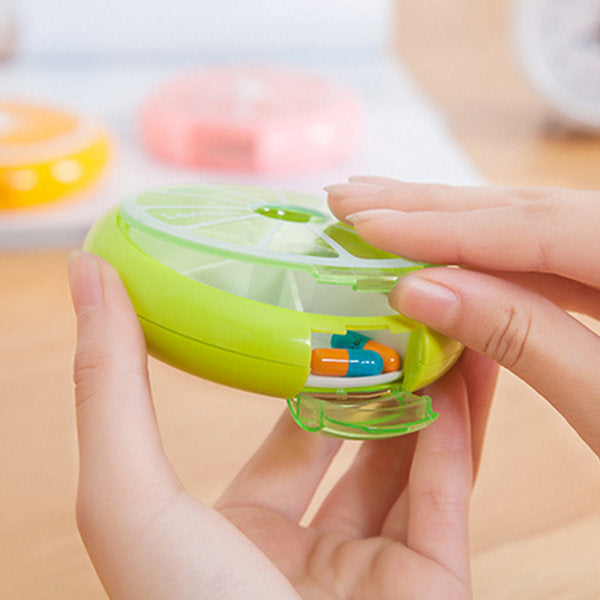 Fruit Inspired Pill Box - Compact Size For Travel - Rotating Design