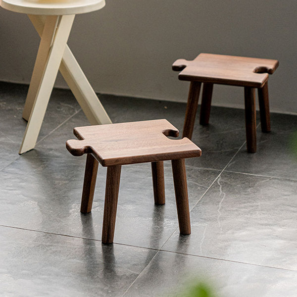 Wooden Puzzle Ottoman - Versatile Use - Natural Elegance - Minimalist Design