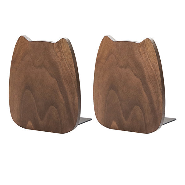 Cute Wooden Cat Bookends - Charming Cat Shape - Great Gift for Cat Lovers