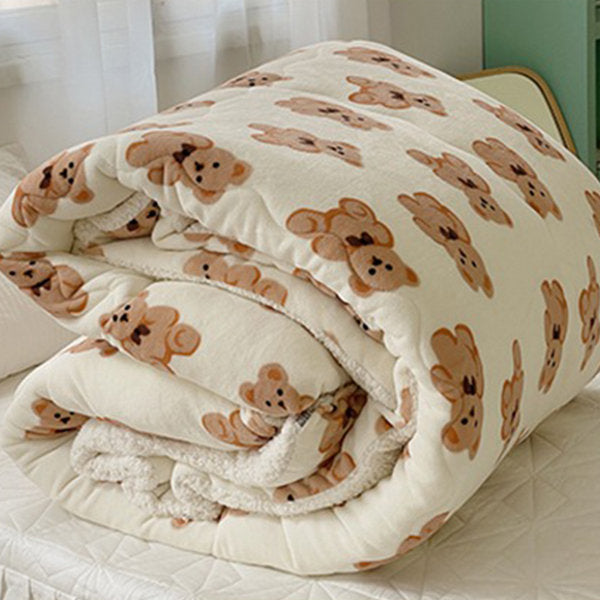 Teddy Bear Winter Duvet - Warm Cozy Comfort - Coffee - White - Two Sizes