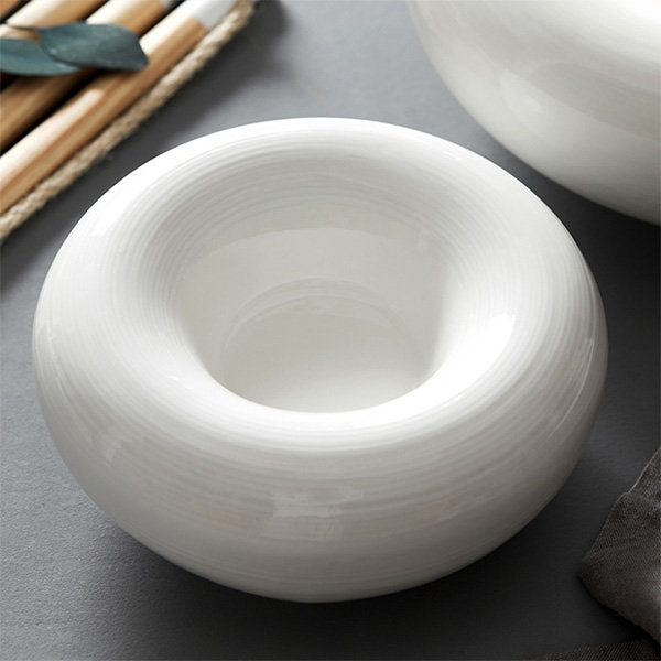 White Round Ceramic Plate - Minimalist Design - Effortless Elegance