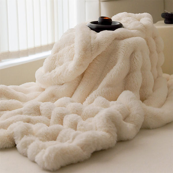 Plush Striped Blanket - Ultra-Soft - Cozy Warm - Ultimate Comfort - Gray - Beige