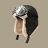 Aviator Winter Hat - Detachable Goggles - Thick Plush Lining - Warm & Stylish - Khaki