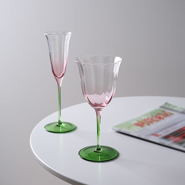 Blossom Pink Gradient Lotus Stemware - Glass - Unique Goblet - Sip in Style