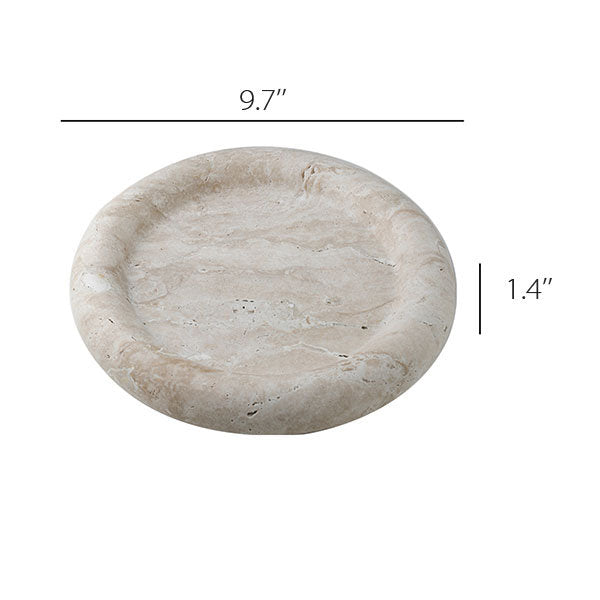 Round Decorative Storage Tray - Wabi-sabi - Elegant Decor - Unique Travertine Texture