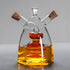 Dual-Chamber Glass Oil Dispenser - Easy Pour Spouts - Airtight Cork Stoppers