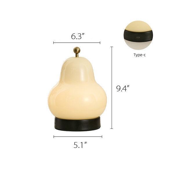 Pear-Shaped Touch Table Lamp - Glass & Iron - Adjustable Brightness - Warm Ambient Lighting