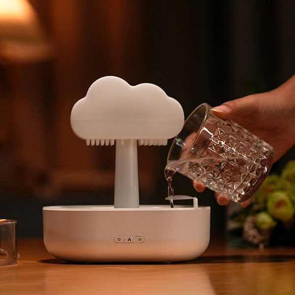 Cloud Raindrop Humidifier – Essential Oil Diffuser – Night Light – Soothing Mist – Home & Office