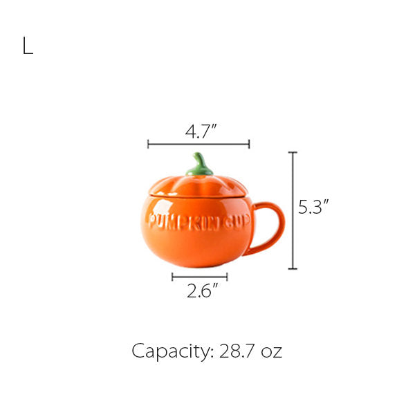 Pumpkin Mug - Ceramic Halloween Cup with Lid - Enjoy Your Spooky Season Sips