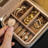 Elegant Portable Jewelry Organizer - With Mirror - Green - Khaki - Storage Case