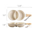 Ceramic Divided Plates - Beige - Gray - Wooden Handle - Convenient Divided Sections