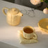 Beige Ceramic Tea Set - Elegant Quilted Design - Coffee Cup and Saucer