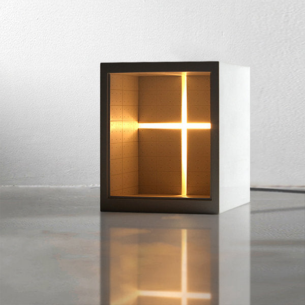 Minimalist Cross Church Night Light - Modern Cement Design in Gray and White