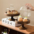 Elegant Pedestal Dessert Stand - Wooden Base - Glass Dome - Party or Wedding