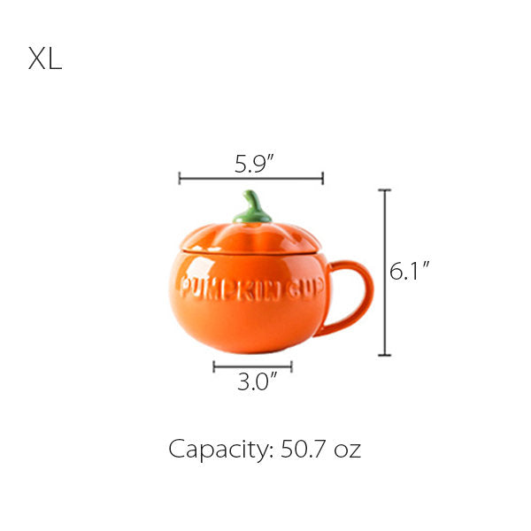 Pumpkin Mug - Ceramic Halloween Cup with Lid - Enjoy Your Spooky Season Sips