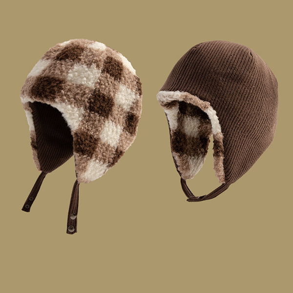Reversible Faux Lamb Fleece Earflap Hat - Winter Warm Thickened Cap - Dual-Sided Cozy Design - Eight Color Options - Fashion Outdoor Headwear