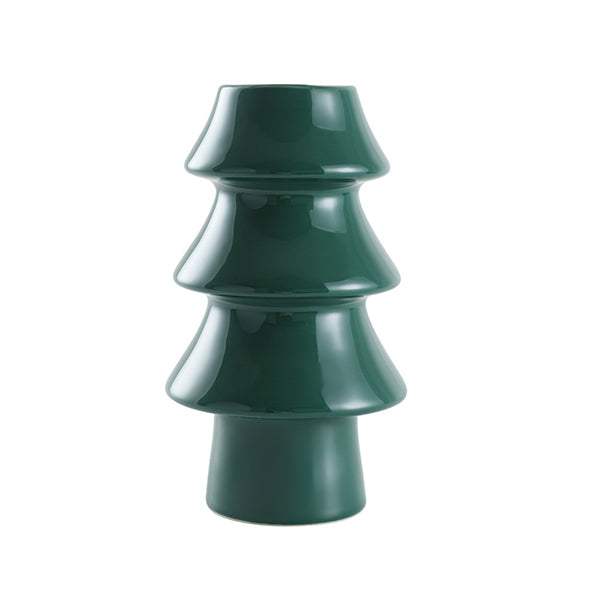 Ceramic Christmas Tree Vase - Festive Table Centerpiece - Red Green Light Green - Large and Small Holiday Decoration