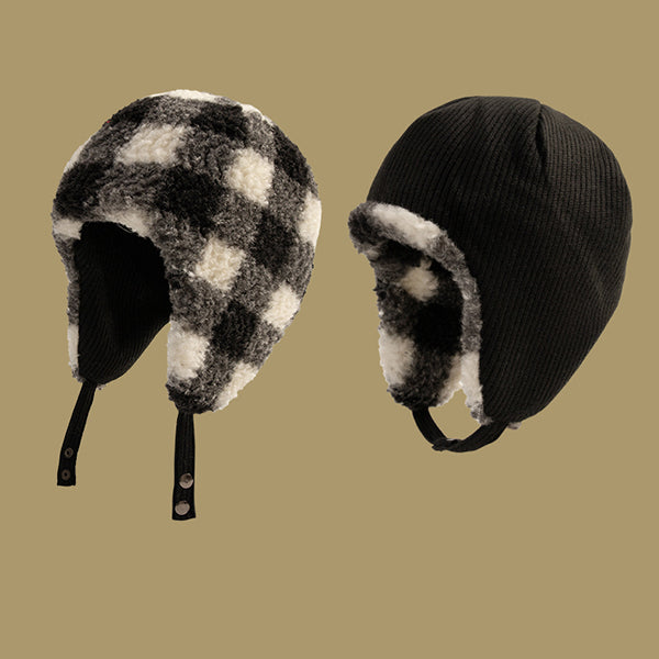 Reversible Faux Lamb Fleece Earflap Hat - Winter Warm Thickened Cap - Dual-Sided Cozy Design - Eight Color Options - Fashion Outdoor Headwear