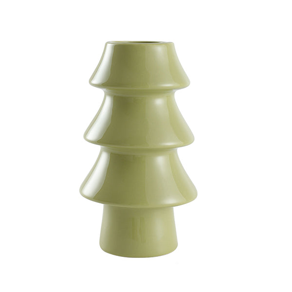 Ceramic Christmas Tree Vase - Festive Table Centerpiece - Red Green Light Green - Large and Small Holiday Decoration