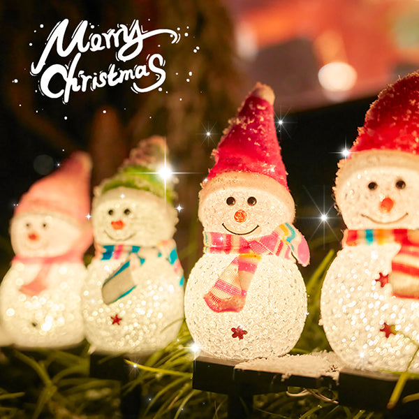 Solar Snowman Garden Lights - Waterproof PVC Outdoor Pathway Decor - Auto On/Off Solar Charging - 5 Hat Colors for Christmas Decoration