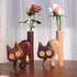 Fluffy Cat Wooden Vase – Artistic Solid Wood Flower Holder