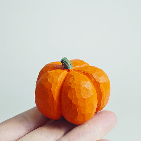 Handcrafted Wooden Pumpkin Ornament - Halloween Decoration - Rustic Wood Figurine - Small Fall Décor - Tabletop Accent Piece