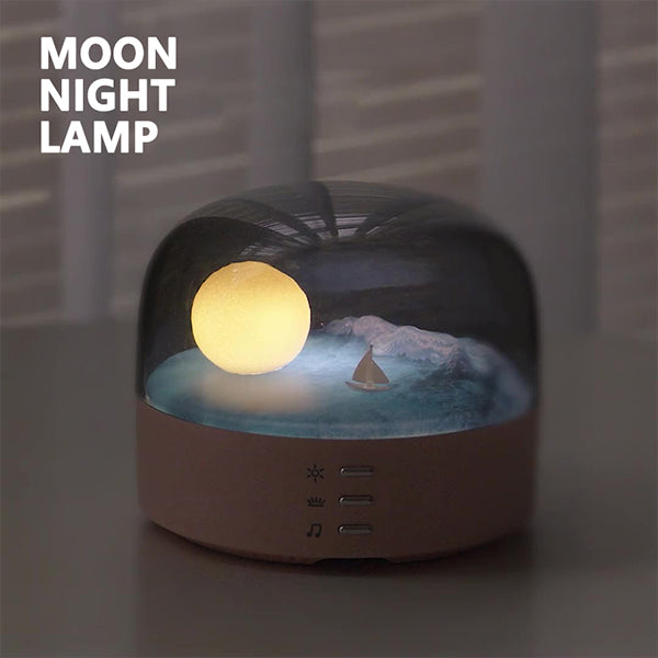 Moon Night Lamp - Ocean Scene Ambient Light - Soothing Glow for Bedrooms - Two Color Options - Decorative Night Light