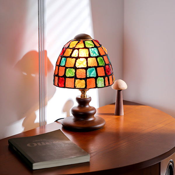 French Vintage Stained Glass Table Lamp