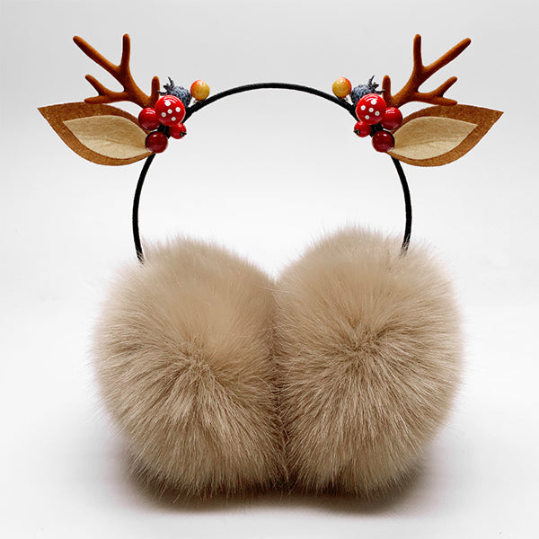 Reindeer Antler Earmuffs - Soft Plush Material - Holiday Accessories - 2 Styles Available