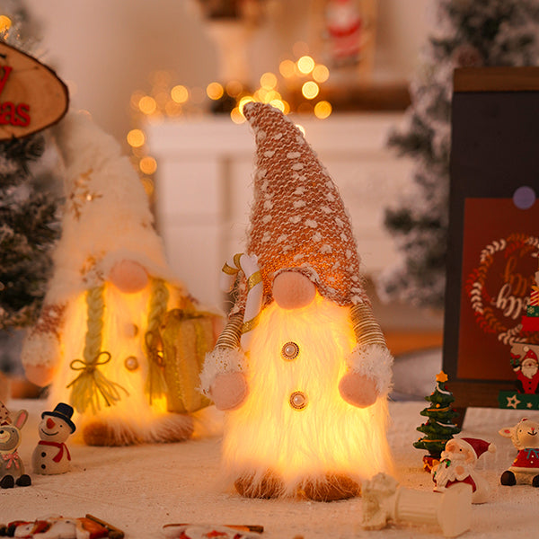 Light-Up Sequin Rudolph Gnome - Plush Faceless Doll Decoration - Boy and Girl Options - Christmas LED Ornament