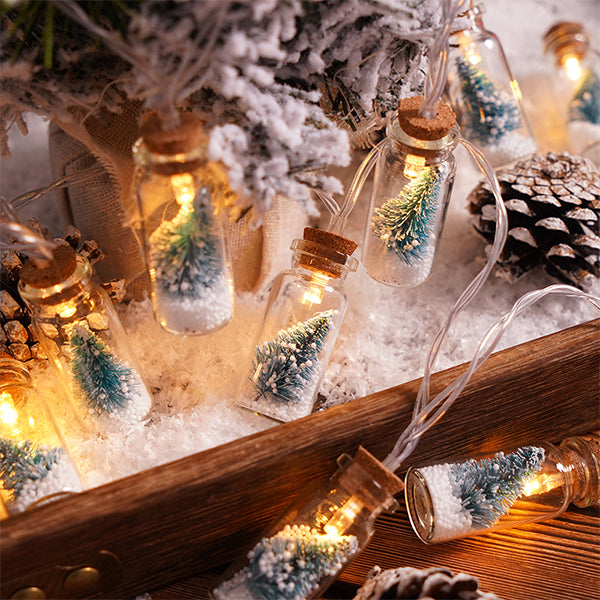 Christmas Tree Bottle String Lights - 5ft 10 Lights or 10ft 20 Lights - Battery Powered Fairy Lights - Holiday Home Decor